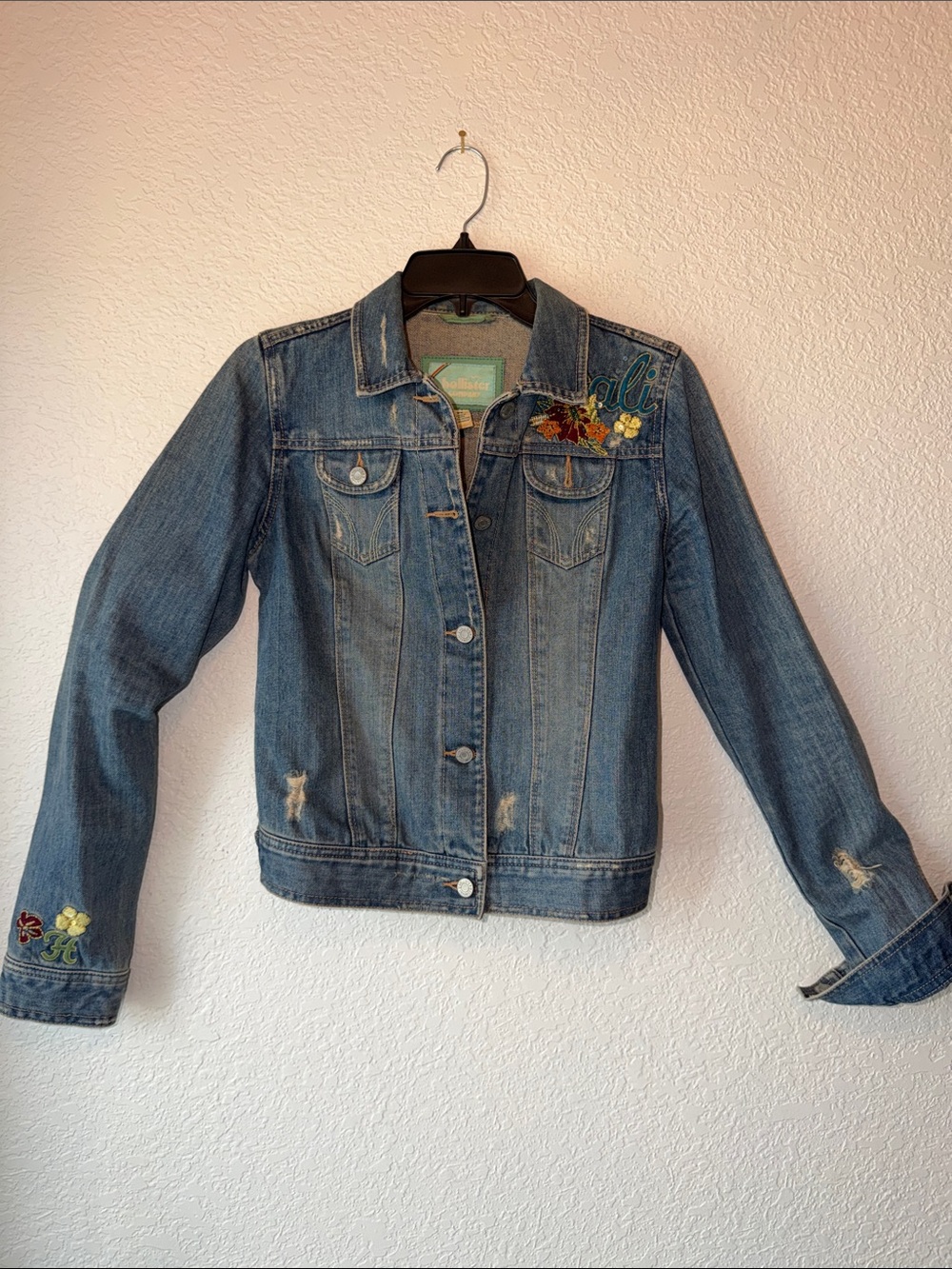 Hollister Light Blue Embroidered Denim Jacket